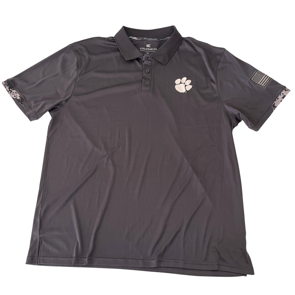 Colosseum Clemson Tigers OHT Military Appreciation Polo Shirt Mens XL Gray Camo